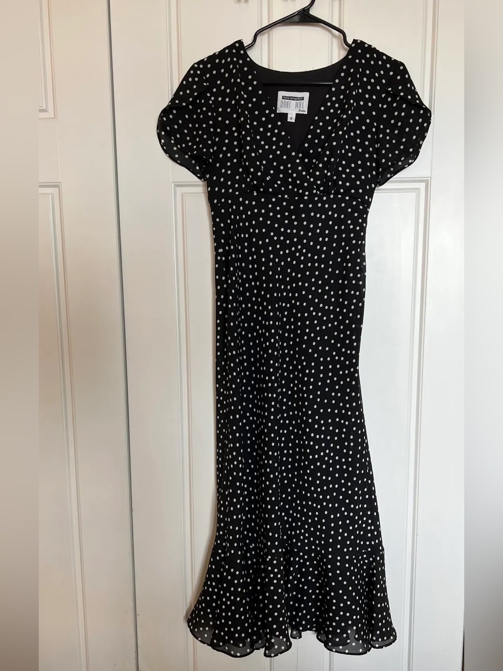 Vintage Black Polka Dot Midi Dress